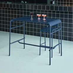 Mesa alta de jardim bistrô em aço, 4 lugares, 120cm