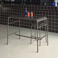 Mesa alta de jardim bistrô em aço, 4 lugares, 120cm