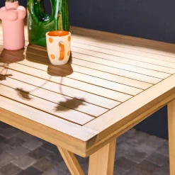 Mesa alta de jardim de madeira de acácia para 4 pessoas