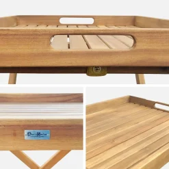 Mesa auxiliar de jardim em madeira