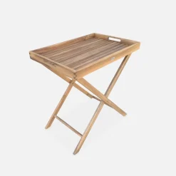 Mesa auxiliar de jardim em madeira
