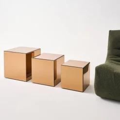 Mesa de apoio cubo espelho, 35cm