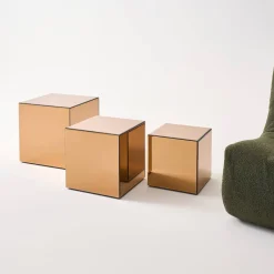 Mesa de apoio cubo espelho, 35cm