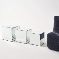 Mesa de apoio cubo espelho, 35cm