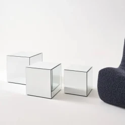 Mesa de apoio cubo espelho, 35cm