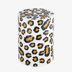 Mesa de apoio em aço esmaltado de padrão leopardo