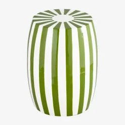 Mesa de apoio em aço esmaltado, listras bicolores