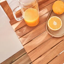 Mesa de apoio retangular dobrável em madeira de acácia