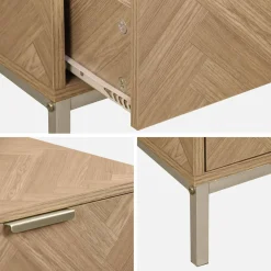 Mesa de cabeceira com efeito de madeira e design