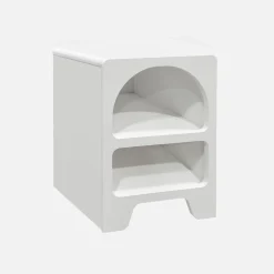 Mesa de cabeceira com efeito de madeira branca, 2 nichos