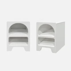 Mesa de cabeceira com efeito de madeira branca, set de 2