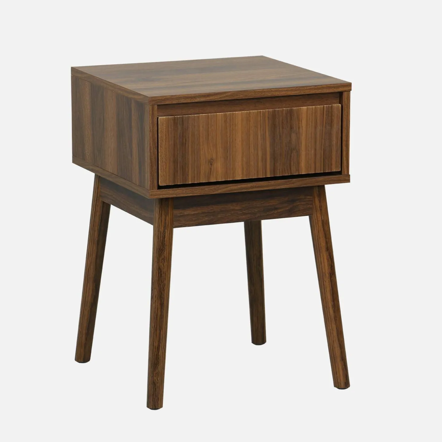 Mesa de cabeceira com efeito madeira, 1 gaveta