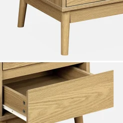 Mesa de cabeceira com efeito madeira, 2 gavetas, set de 2