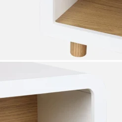 Mesa de cabeceira com efeito madeira, 2 nichos