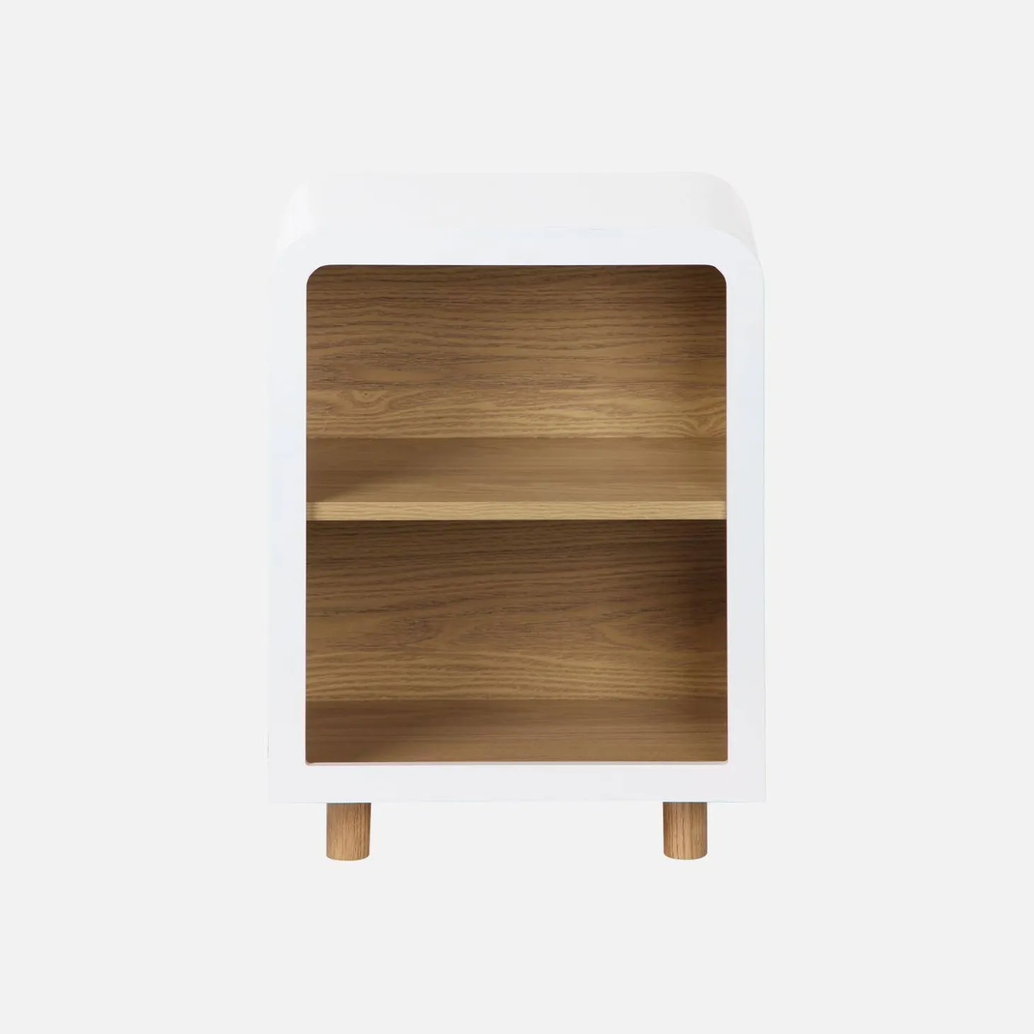 Mesa de cabeceira com efeito madeira, 2 nichos