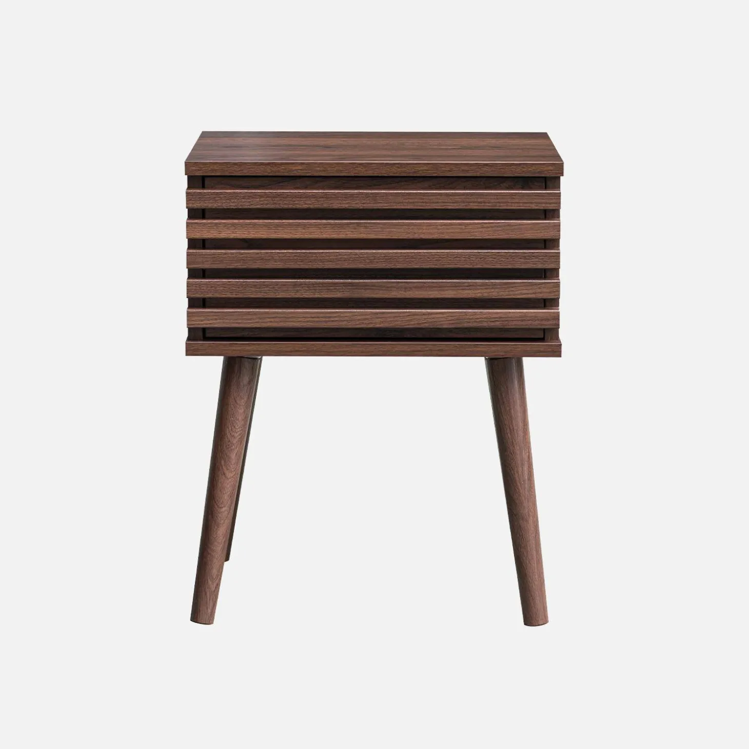 Mesa de cabeceira com efeito madeira ranhurada