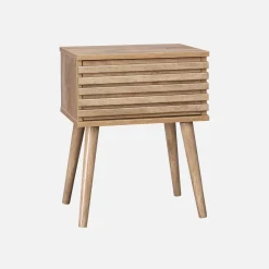 Mesa de cabeceira com efeito madeira ranhurada
