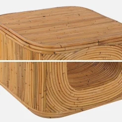 Mesa de cabeceira com nicho em rattan natural, set de 2