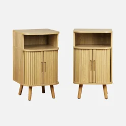 Mesa de cabeceira com 2 portas de correr, set de 2