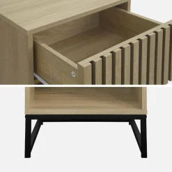 Mesa de cabeceira contemporâneo com efeito de madeira