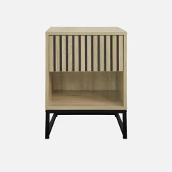 Mesa de cabeceira contemporâneo com efeito de madeira