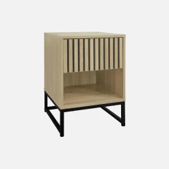 Mesa de cabeceira contemporânea efeito madeira, set de 2