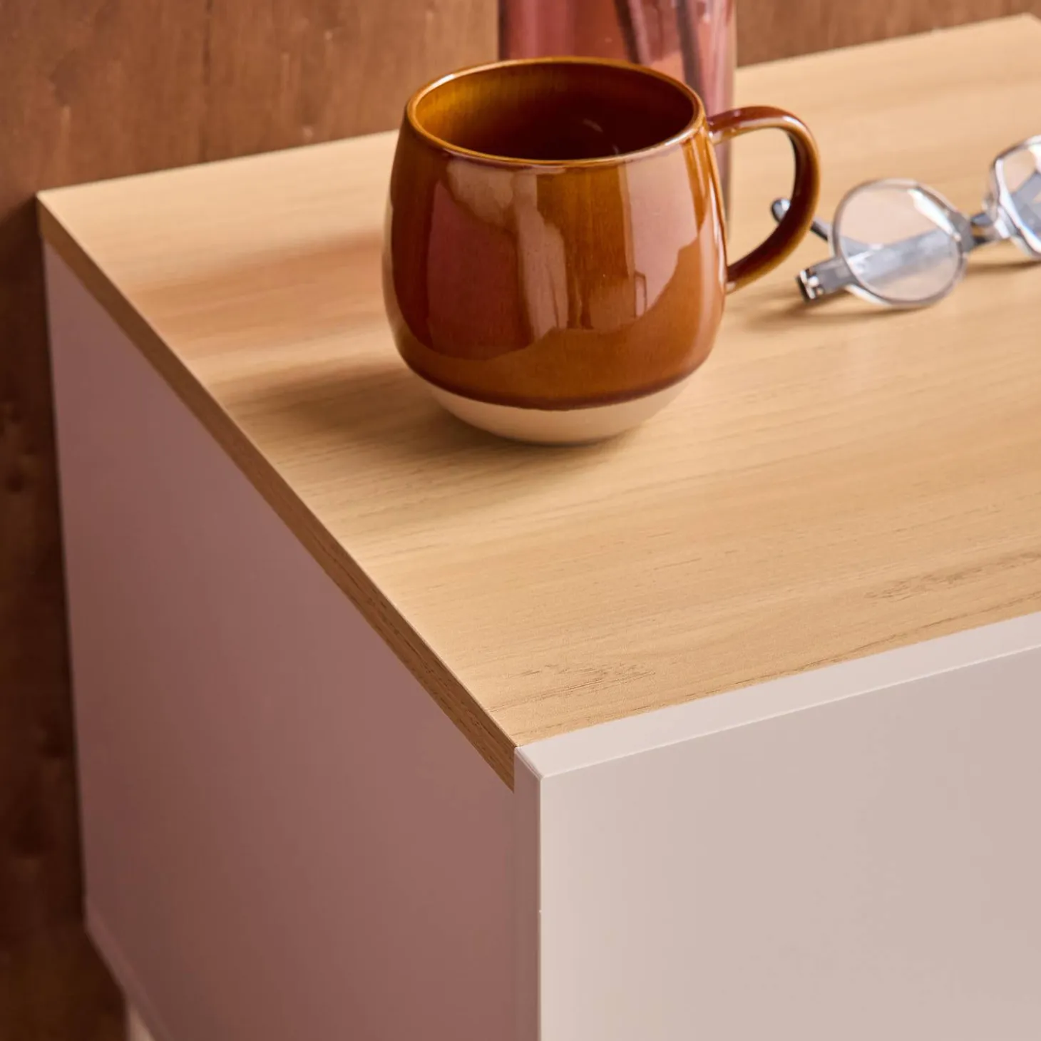 Mesa de cabeceira de metal e decoração de madeira, set de 2