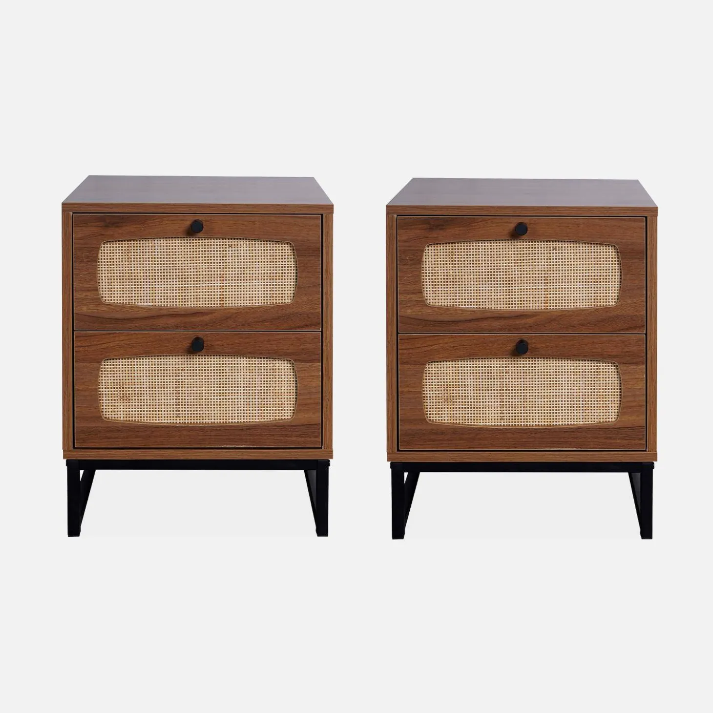 Mesa de cabeceira em madeira e cana, set de 2