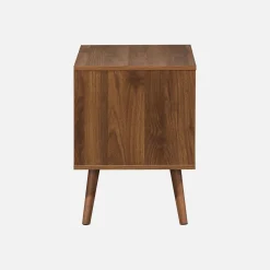 Mesa de cabeceira em madeira tingida de nogueira, 2 gavetas