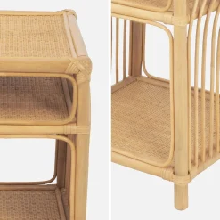 Mesa de cabeceira em vime com 1 prateleira