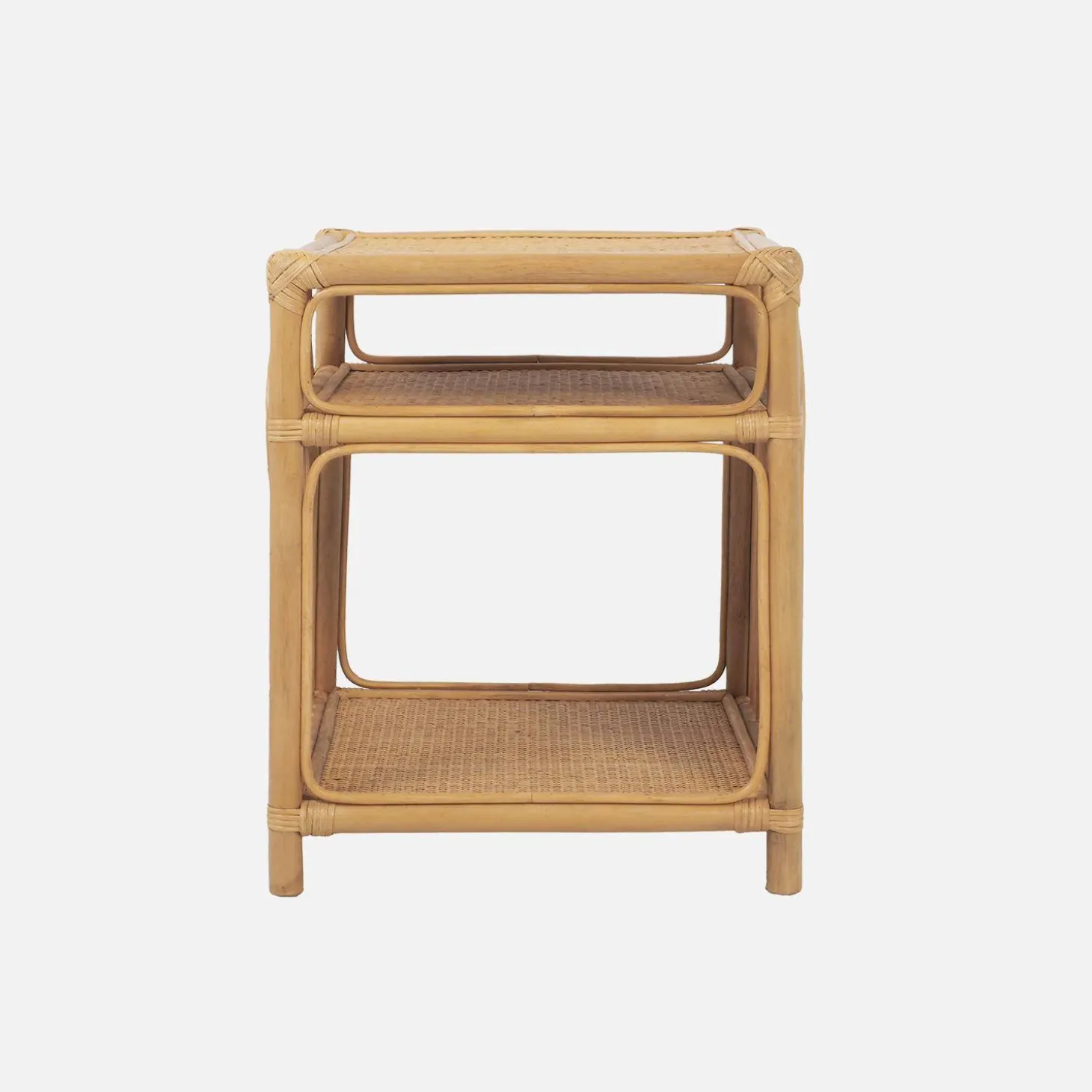 Mesa de cabeceira em vime com 1 prateleira
