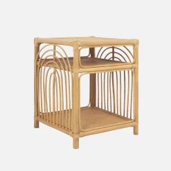 Mesa de cabeceira em vime com 1 prateleira