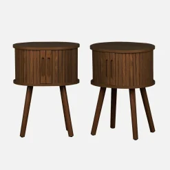 Mesa de cabeceira escandinava com 2 portas deslizantes, set de 2