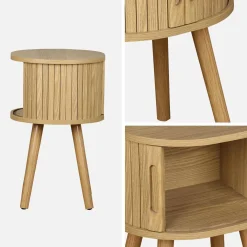 Mesa de cabeceira escandinava com 2 portas deslizantes, set de 2
