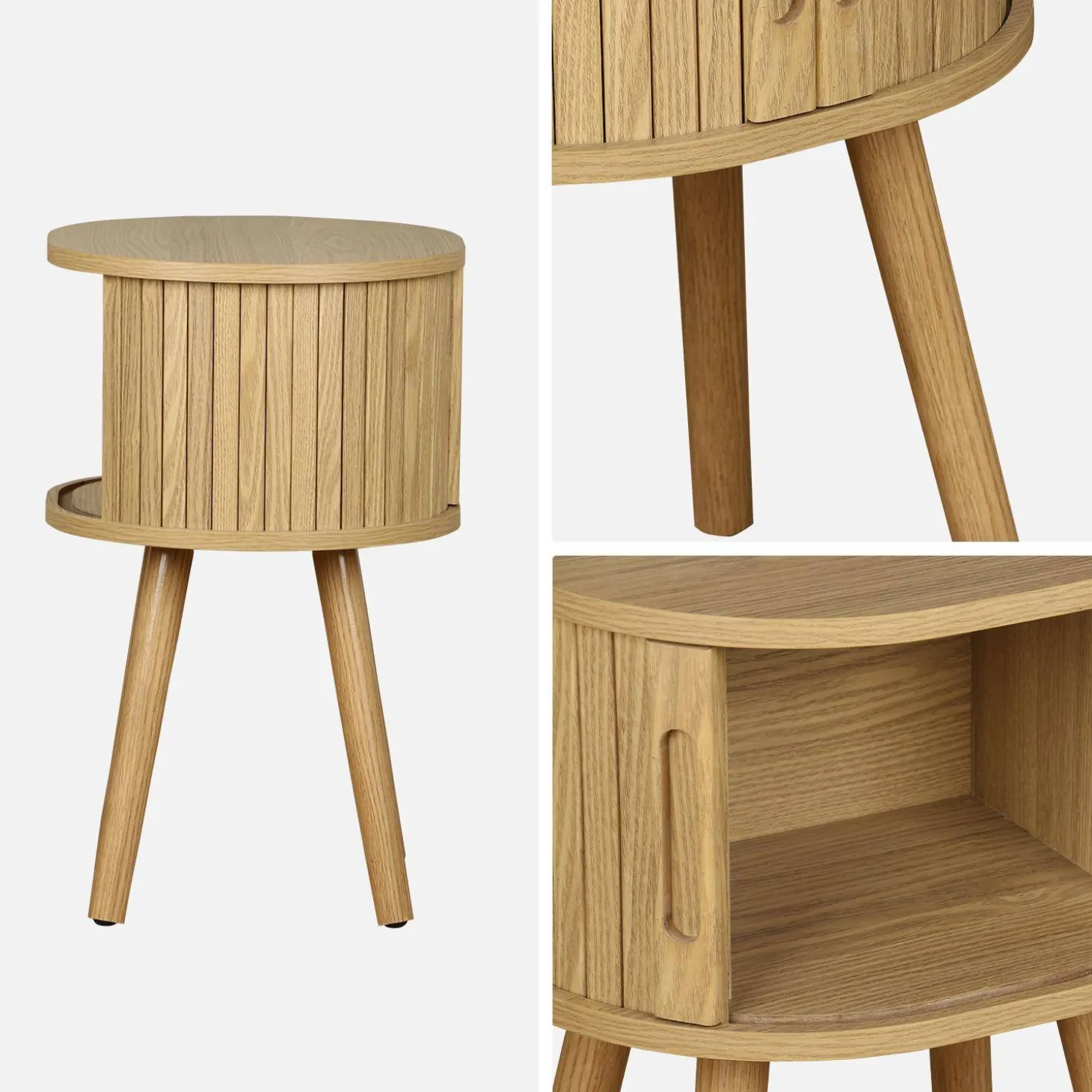 Mesa de cabeceira escandinava com 2 portas deslizantes, set de 2