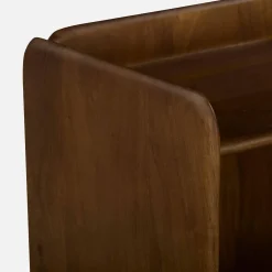 Mesa de cabeceira exótica de madeira de acácia com 2 níveis