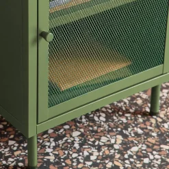 Mesa de cabeceira industrial em metal com 1 porta, set de 2