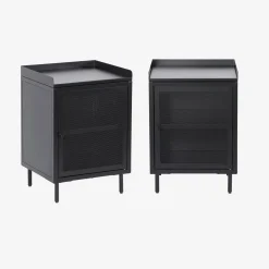 Mesa de cabeceira industrial em metal com 1 porta, set de 2