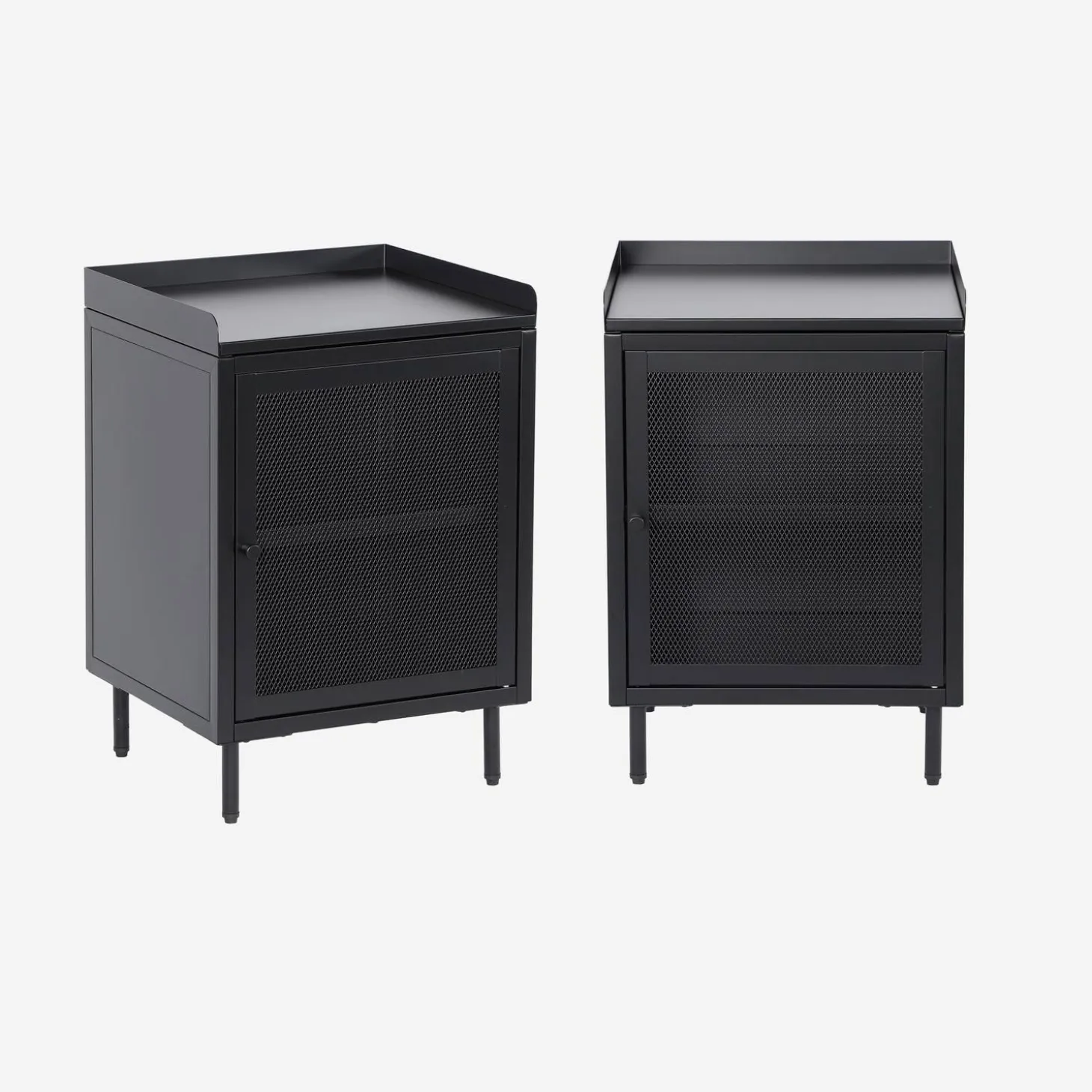 Mesa de cabeceira industrial em metal com 1 porta, set de 2