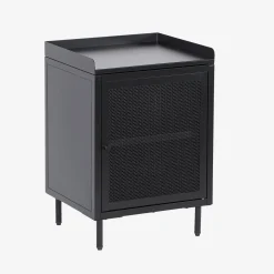Mesa de cabeceira industrial em metal com 1 porta