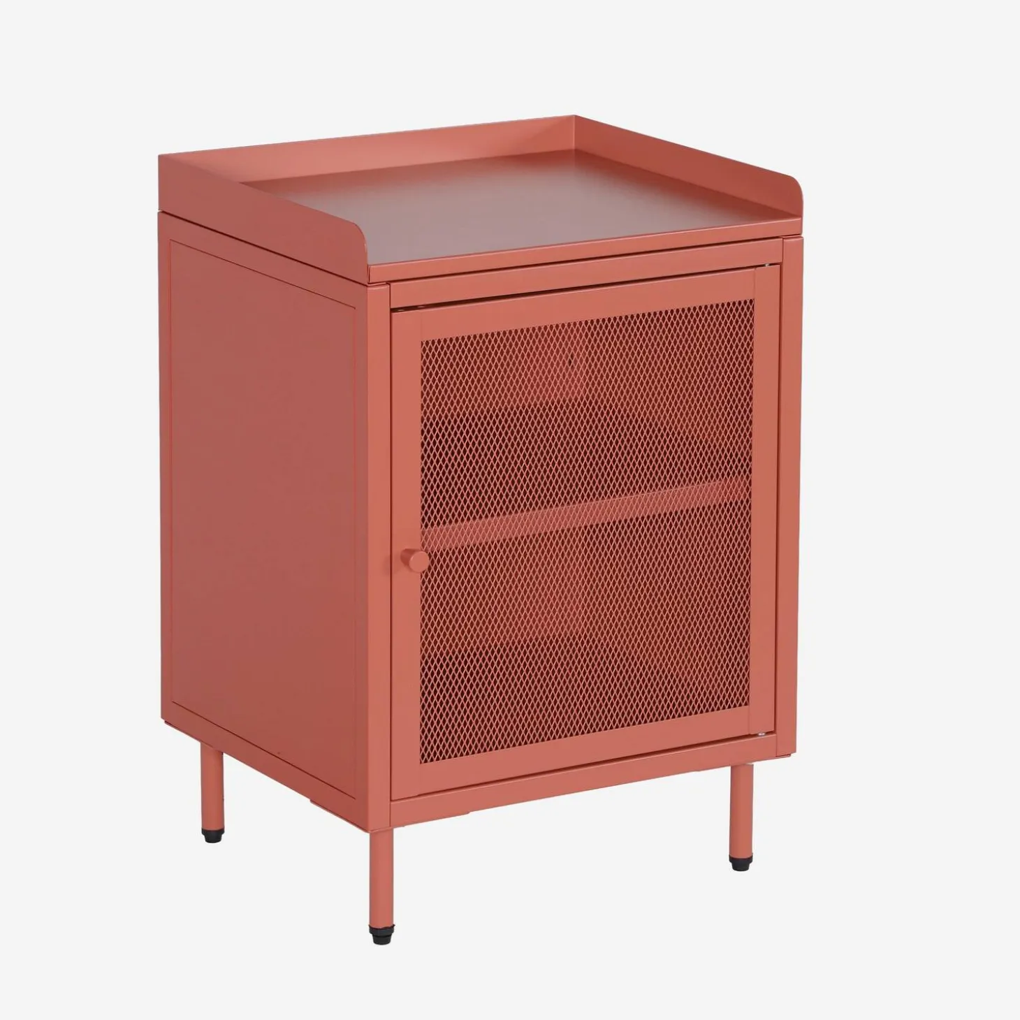 Mesa de cabeceira industrial em metal com 1 porta