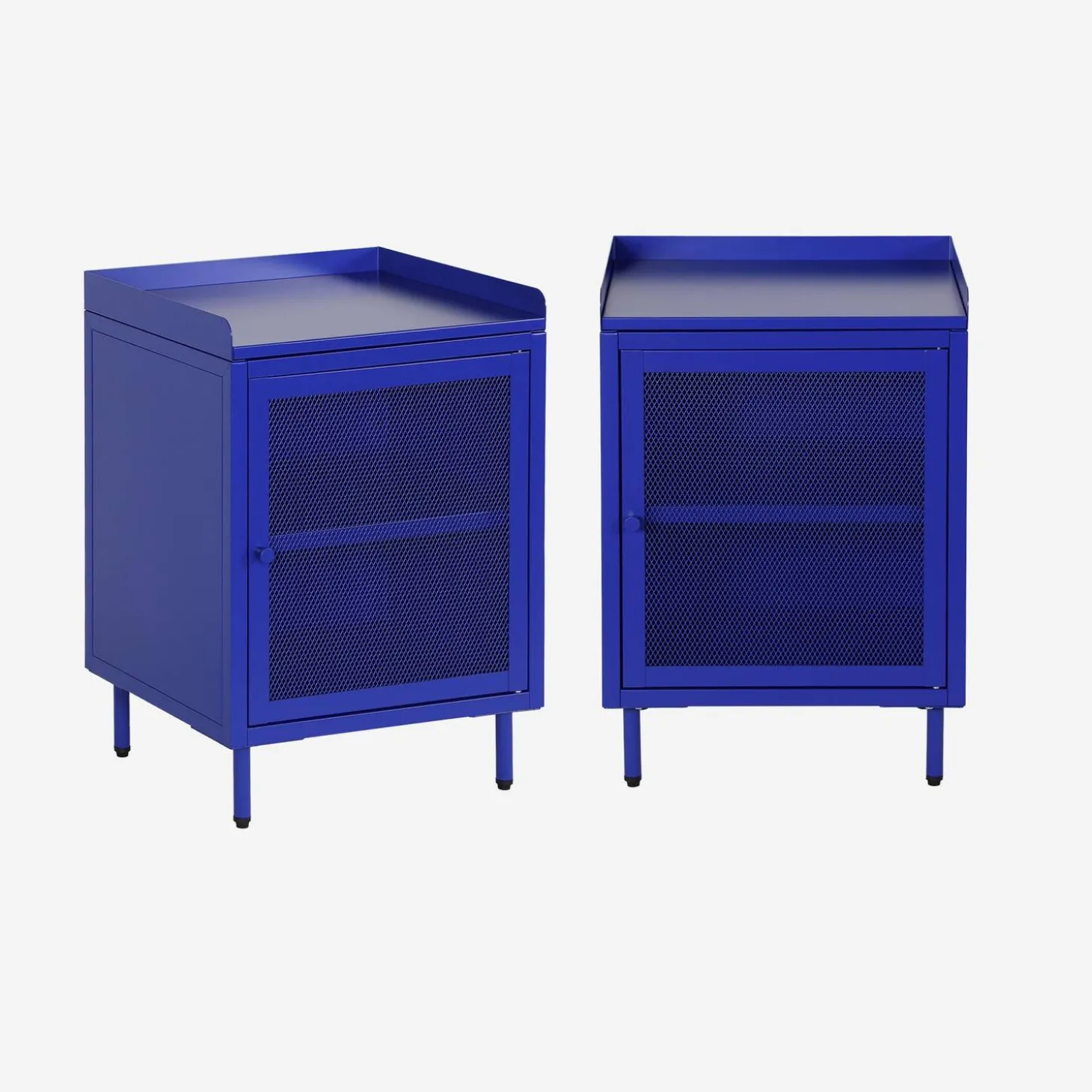 Mesa de cabeceira industrial em metal com 1 porta, set de 2
