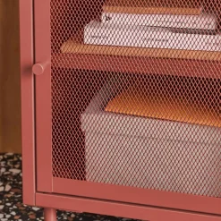 Mesa de cabeceira industrial em metal com 1 porta, set de 2
