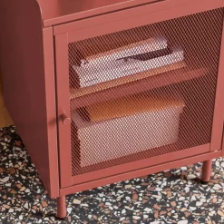 Mesa de cabeceira industrial em metal com 1 porta, set de 2