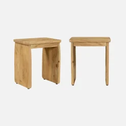 Mesa de cabeceira, mesa de apoio exótica em madeira de acácia, set de 2