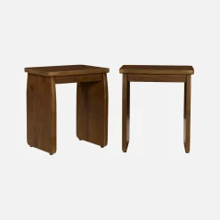 Mesa de cabeceira, mesa de apoio exótica em madeira de acácia, set de 2