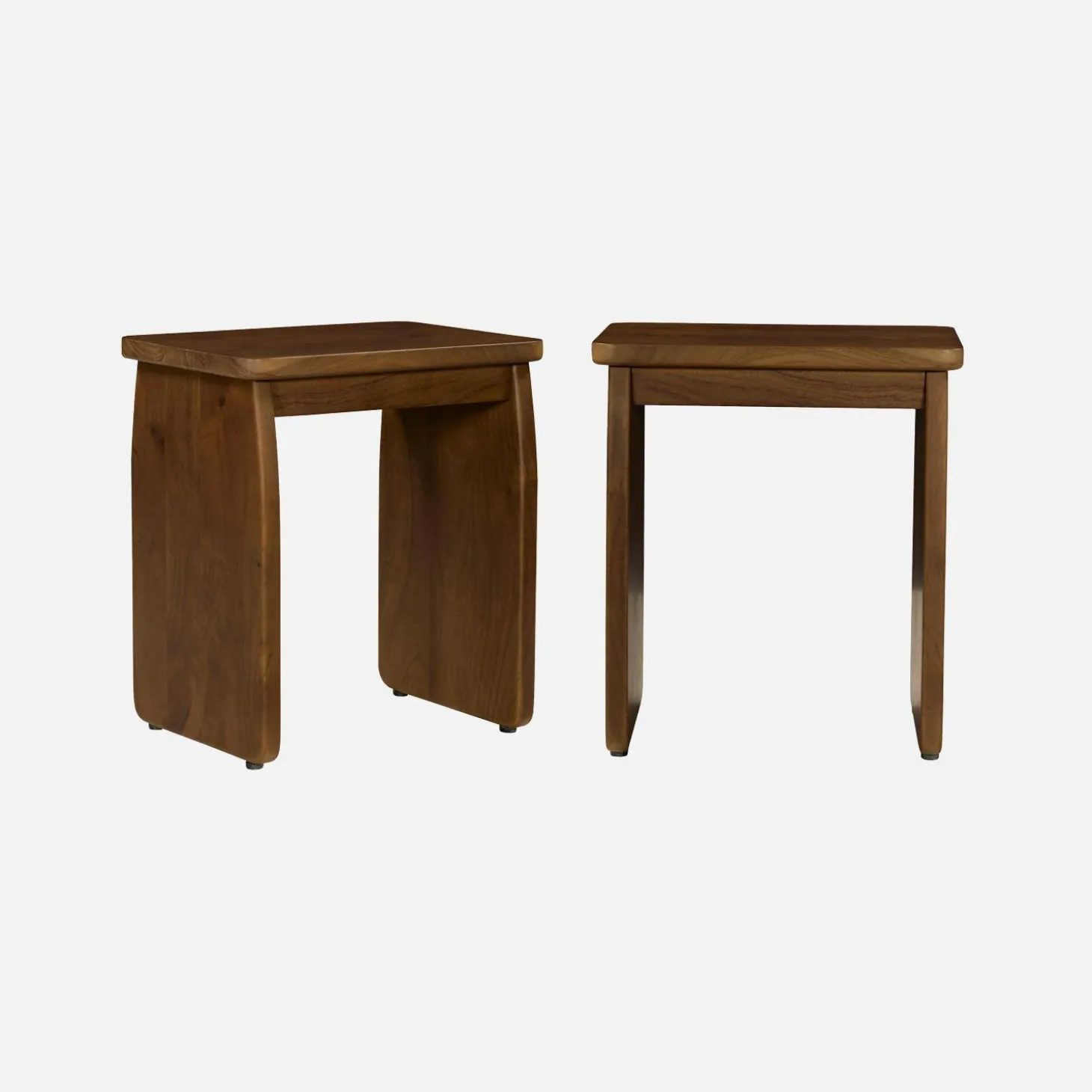 Mesa de cabeceira, mesa de apoio exótica em madeira de acácia, set de 2