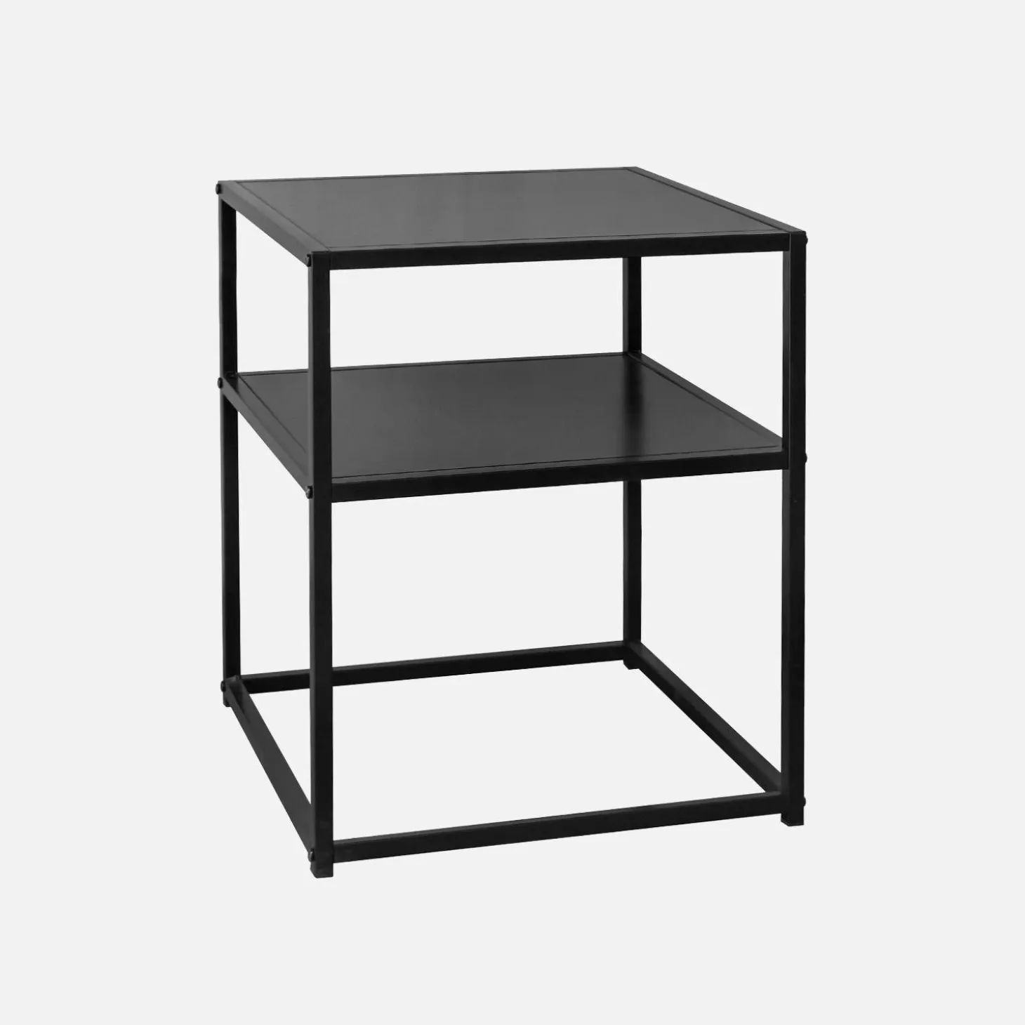 Mesa de cabeceira metálica com prateleira, set de 2