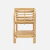 Mesa de cabeceira rotim natural curvado, 1 prateleira
