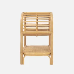 Mesa de cabeceira rotim natural curvado, 1 prateleira
